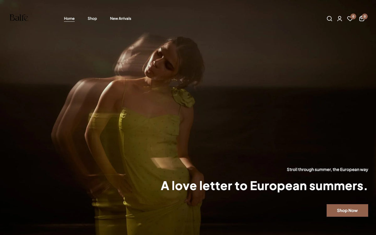 Balfe fashion store on Shopify, desktop view