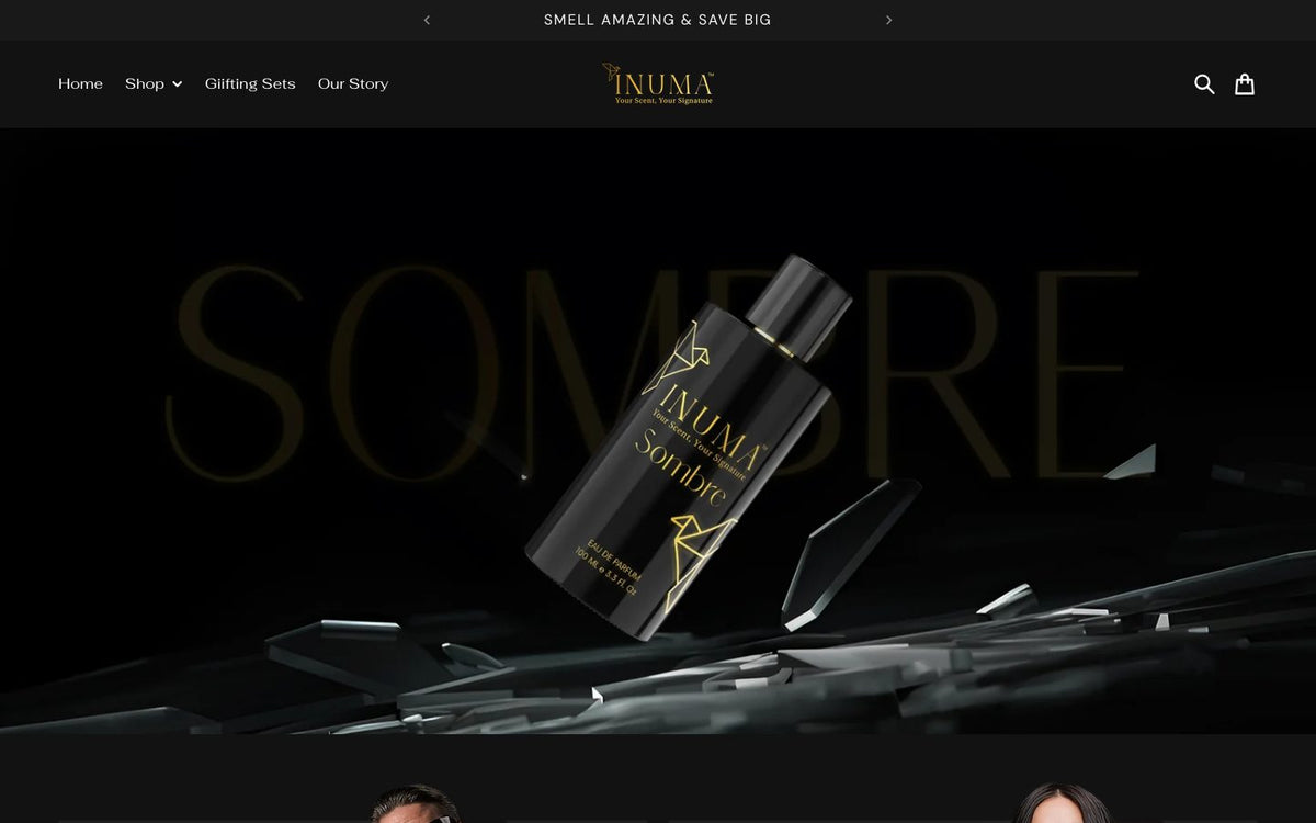Inuma fragrance store on Shopify, desktop view